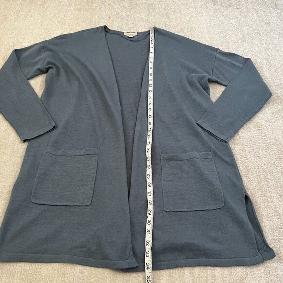 LOFT Outlet Blue Cotton Lightweight Open Front Cardigan Sweater Knit Top L - Picture 5 of 10
